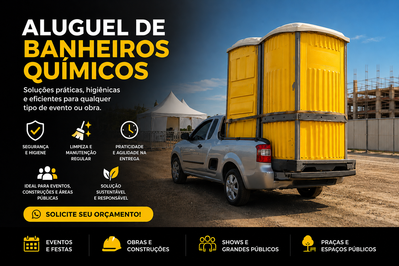 Aluguel de banheiros químicos para eventos e obras - Company Desentupidora